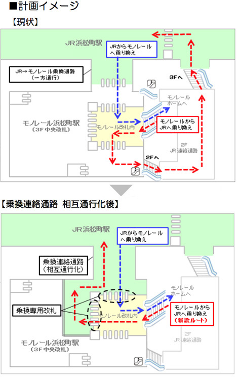 モノレールへの乗り換えが便利に！浜松町駅のモノレールと山手線の乗換通路相互通行化を発表！ 