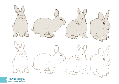 うさぎ イラスト素材 商用可能フリー素材 線画 手描き ウサギ Ai Eps Png 動物